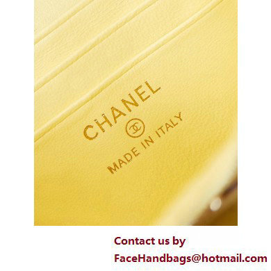 Chanel Lambskin, Resin  &  Gold-Tone Metal Clutch with Chain Bag AP3213 Yellow 2025